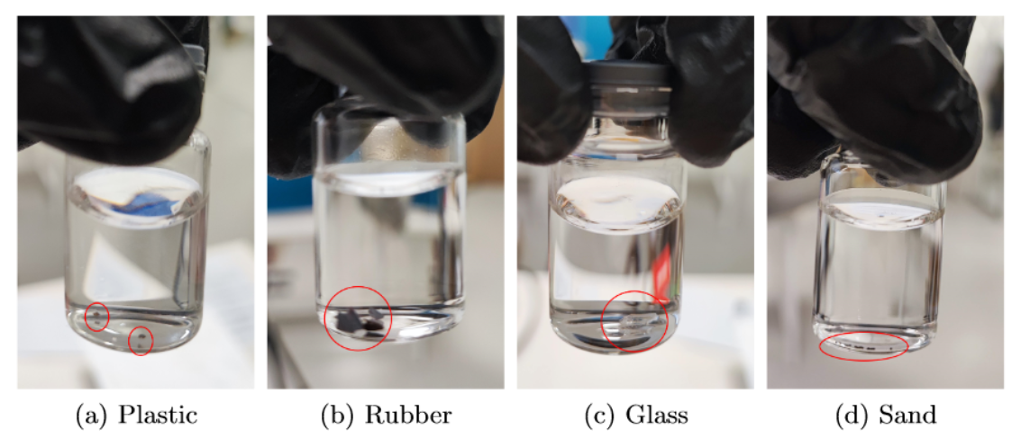 Examples of residual particles from the ResiDual dataset